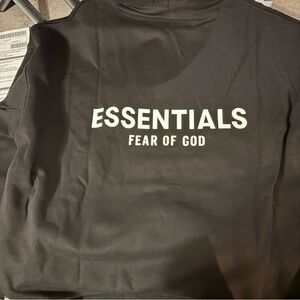 Essentials Fear of God Black Hoodie NEW Minimal Logo Pullover